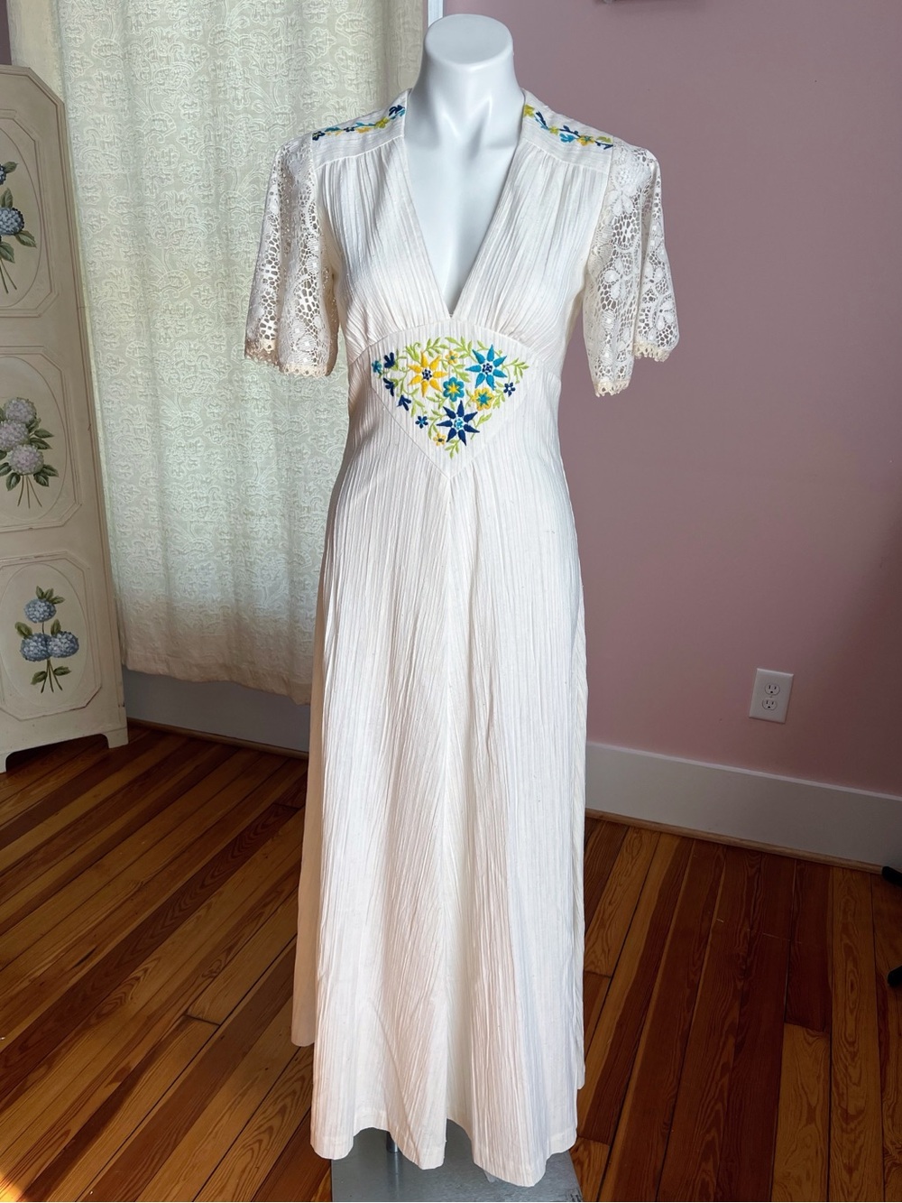 70s Maxi Dreads with lace and floral embroidery